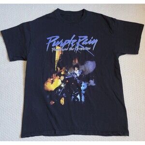 Prince And The Revolution Men's Short Sleeve Purple Rain T-Shirt Black, L  EUC